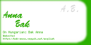 anna bak business card